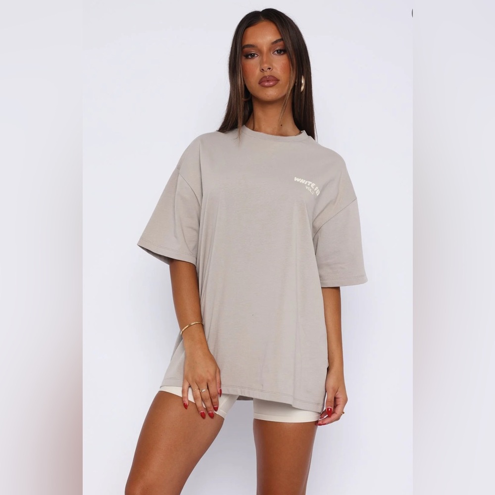 White Fox Offstage Back Graphic Oversized Tee - Grey - M/L